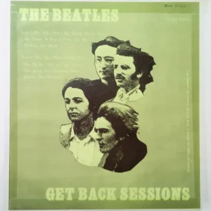 A poster of the beatles with their picture on it.