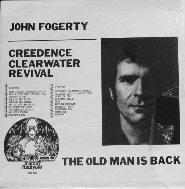 A poster of john fogerty with the words " creedence clearwater revival " on it.