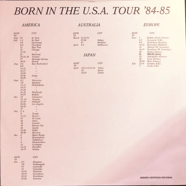 A poster of the born in the usa tour.