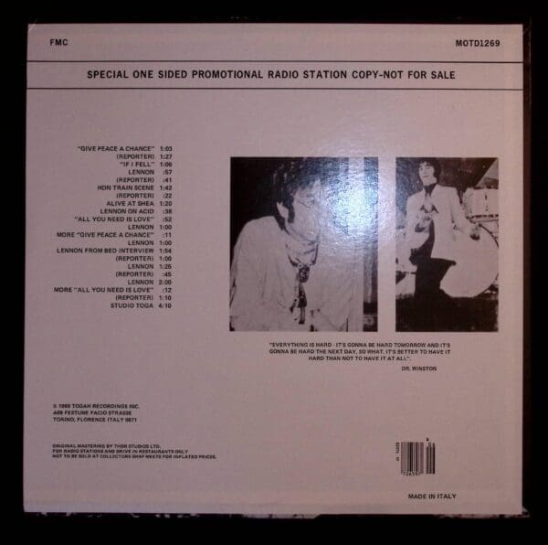 A back cover of the album, with two images.