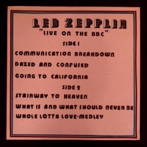 Led Zeppelin BBC live album cover.