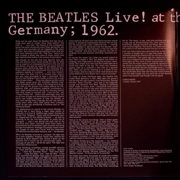 The Beatles' 1962 Hamburg live recordings.