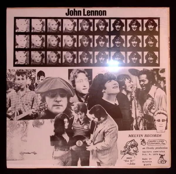 A black and white photo of john lennon