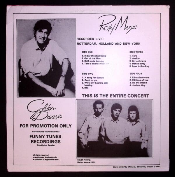 Roxy Music live concert promo record.