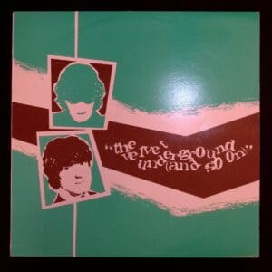 A green and red album cover with two faces
