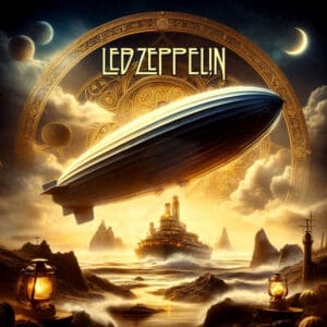 Led Zeppelin album art: zeppelin and ship.