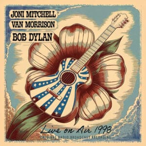 Guitar with American flag design and flower.