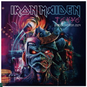 Iron Maiden Tokyo concert poster, futuristic theme.