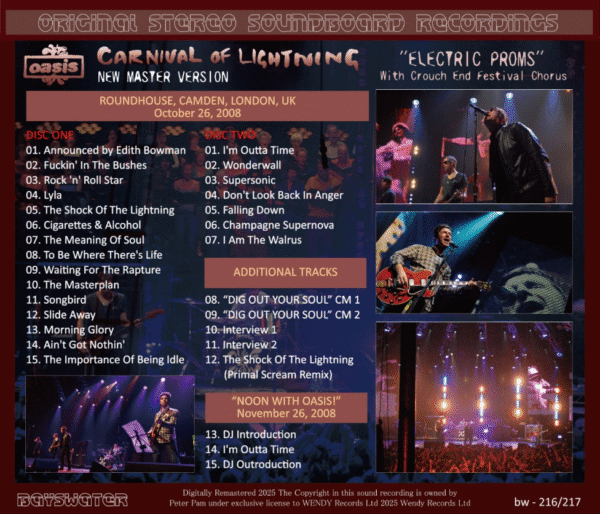 OASIS - CARNIVAL OF LIGHTNING: NEW MASTER VERSION 2 CD + DVD - Image 2