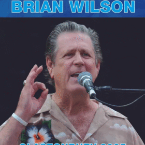 Man speaking into microphone at Glastonbury 2005.