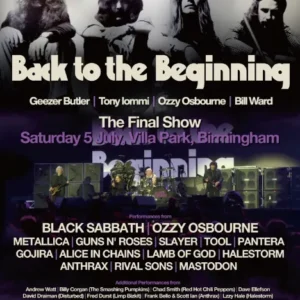 Concert poster featuring Black Sabbath and others.