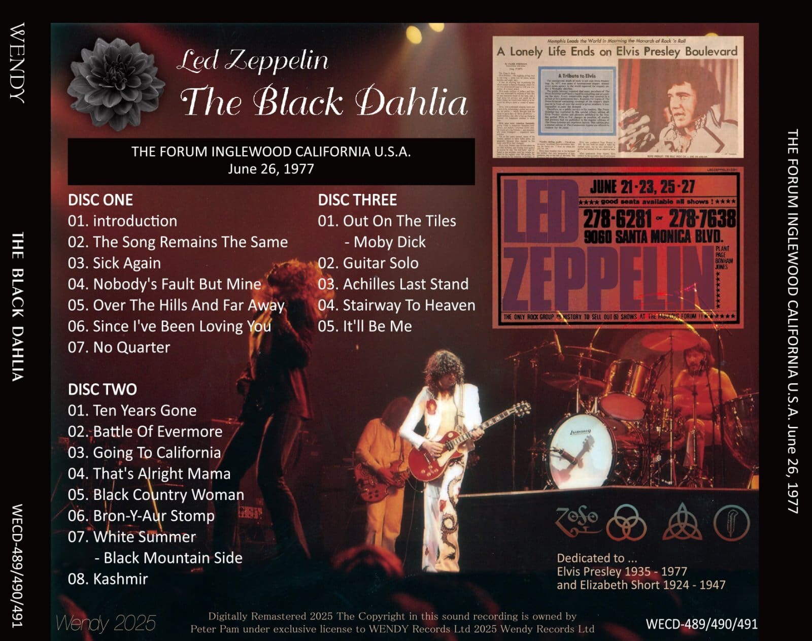 Led Zeppelin concert album cover, "The Black Dahlia".
