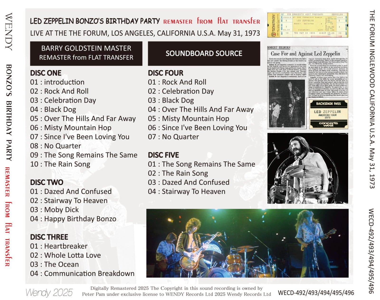Led Zeppelin concert setlist and images.