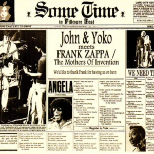 Newspaper featuring John, Yoko, and Frank Zappa.