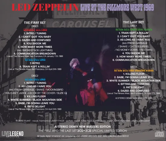 Led Zeppelin concert setlist, Fillmore West 1969.