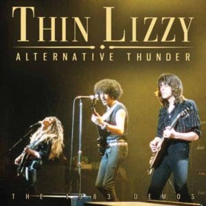 Thin Lizzy album cover with three musicians.