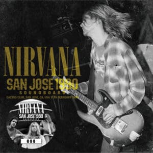 Nirvana performing live in San Jose, 1993, featuring Kurt Cobain with guitar.