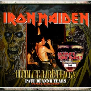 Iron Maiden album cover featuring Eddie and a flaming guitar.
