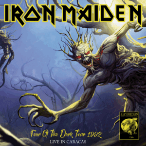 Iron Maiden album cover featuring a monstrous figure in a dark, eerie forest.