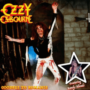 Ozzy Osbourne's 'Goodbye to Romance' album cover with a dramatic, theatrical pose.