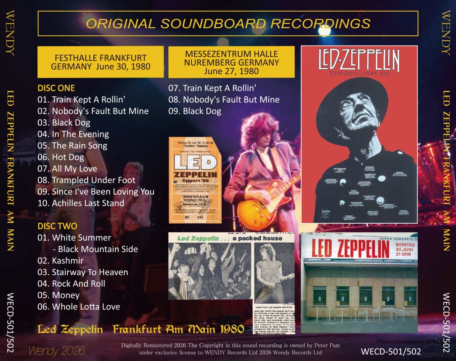 Collage of Led Zeppelin album covers and vinyl records.