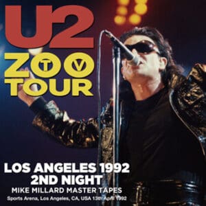 U2 performing live on their 1992 Zoo TV Tour in Los Angeles.