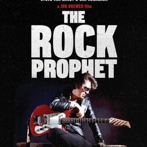 Movie poster for 'The Rock Prophet' featuring a man with a guitar.